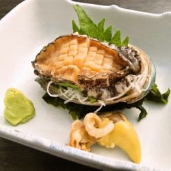 Live abalone sashimi