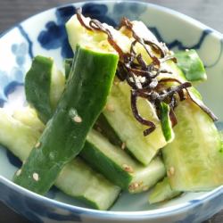 Seared cucumber with salted kelp