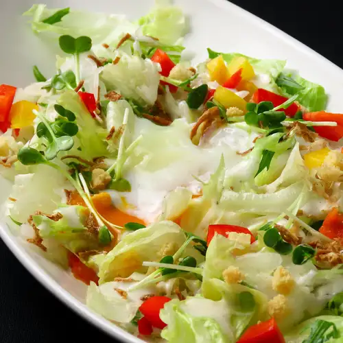 Warm ball Caesar salad