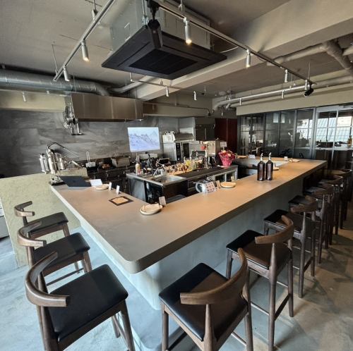 Food prepared right in front of you in an open kitchen