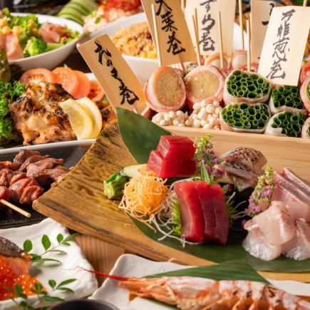 [Hana Mizuki Course] The most popular! 120 minutes of all-you-can-drink with draft beer + 5 kinds of sashimi & 7 dishes including seafood chirashi sushi for 5,000 yen