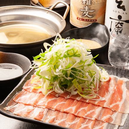 【샤브샤브 뷔페 5000엔】 생맥주 포함 2시간 음방+도산 돼지 샤브 식방 포함 요리 7품