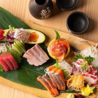 【刺身食べ飲み放題4500円】本鮪や生サーモン等12種やアラカルト料理33品OK♪※金土祝前5980円