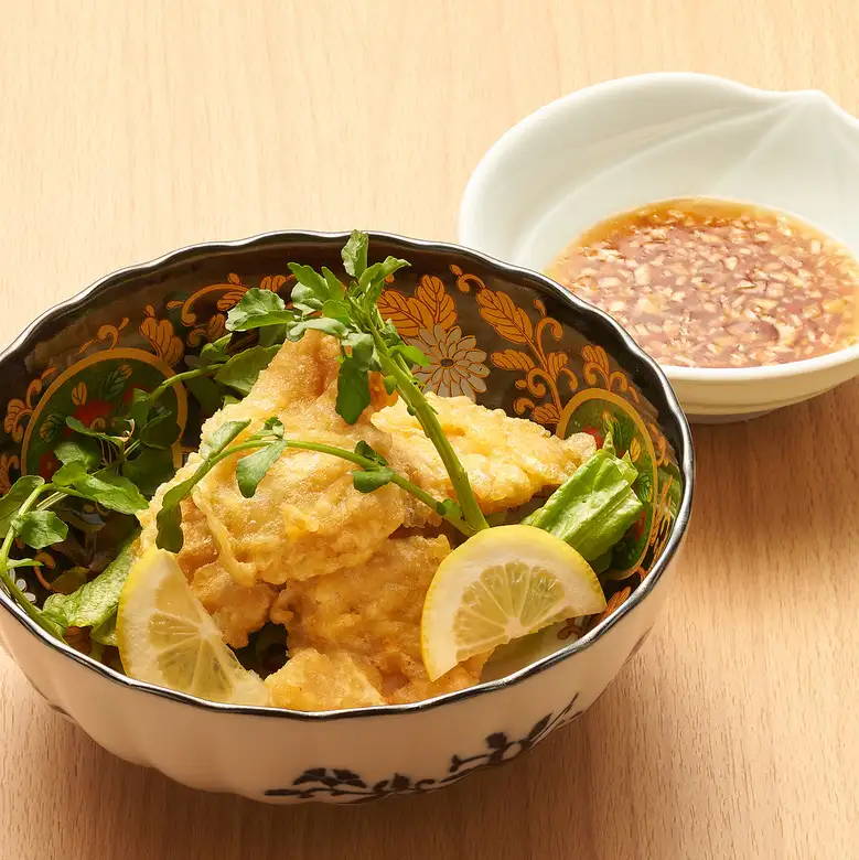 鶏天　山椒塩＆ニラ醤