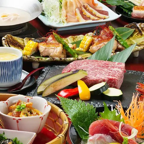 ◎平日3時間週末2.5時間飲み放題付7000円⇒6000円税込◎個室で福島を堪能【福島牛等全14品】