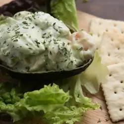 Shrimp and avocado salad with wasabi mayonnaise dressing