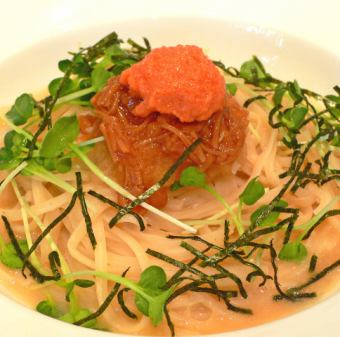 博多明太子となめたけおろしのパスタ