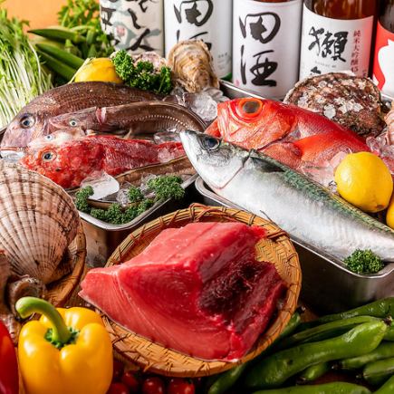 "Luxurious all-you-can-eat seafood course" Salmon roe sushi, meat dishes, and Tsukiji seafood <60 items in total> 3 hours all-you-can-drink 5,980 yen → 4,980 yen