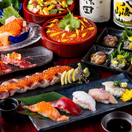 【含3小时畅饮】10道奢华菜肴“日本黑毛牛肉×海鲜豪华盛宴套餐” 6,000日元 → 5,000日元