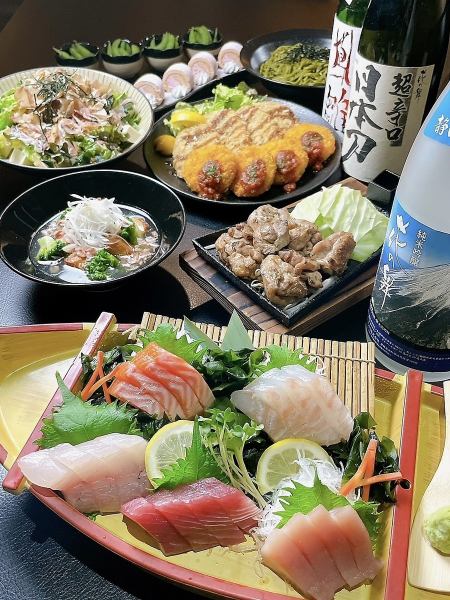 [Preview course] 3 types of sashimi, creamy sakura shrimp croquette, strawberry roll cake, etc. [8 dishes in total] All-you-can-drink included♪