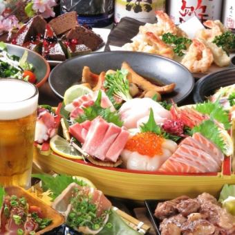 【4～6月】生ビールもOK！海鮮4種盛りや鶏の炭火焼、チヂミの磯部餡など【全8品】5000円コース