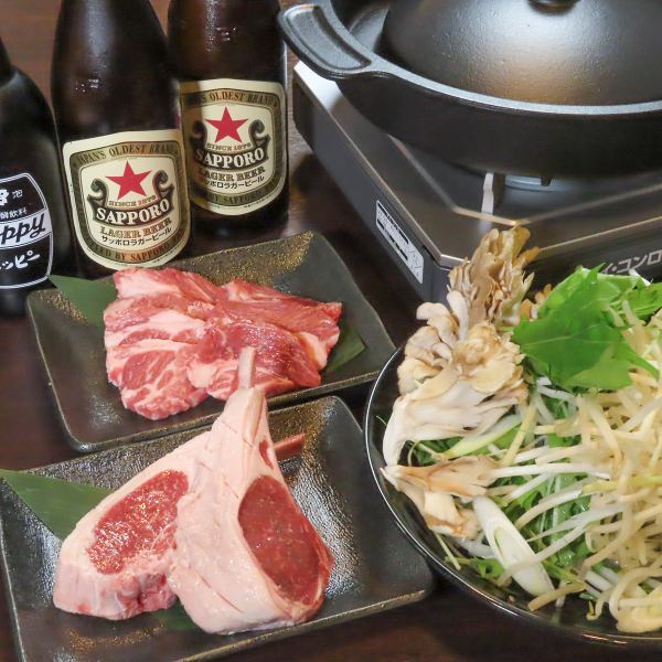 【国産＆オーストラリア産】お肉とラムチョップ、お野菜、〆がついてるジンギスカンセット1人前