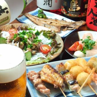 如果你拿不定主意的話，就來試試這個吧！【附2小時無限暢飲】！3,900日元就能享受可以享受烤串的人氣菜單“路地浦套餐”