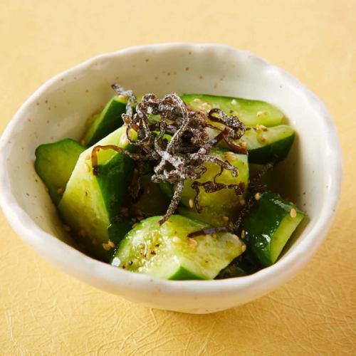 Seared cucumber with salt sauce