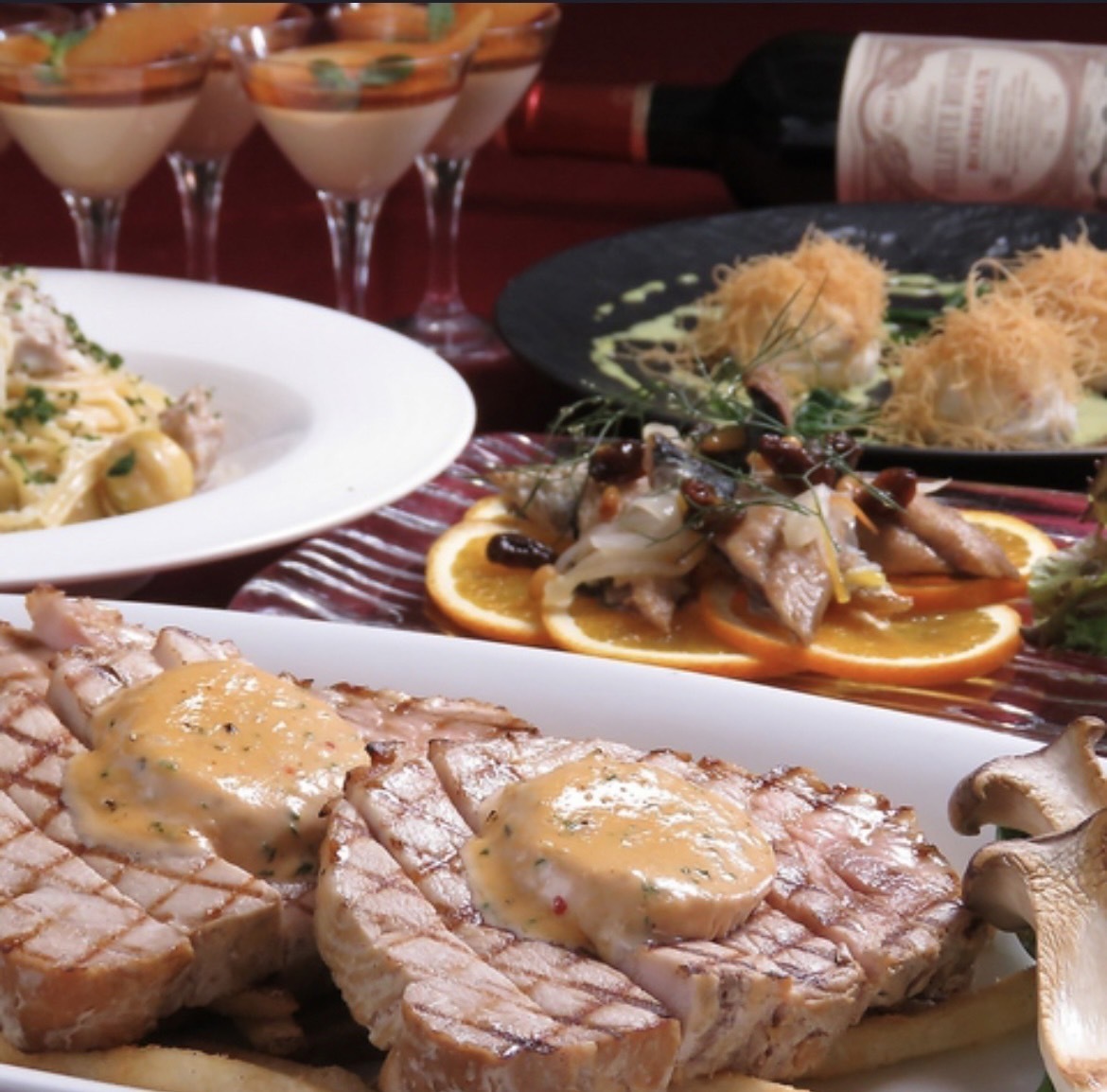 旬の食材を使ったボリューム満点コース5500円※料理は一例です