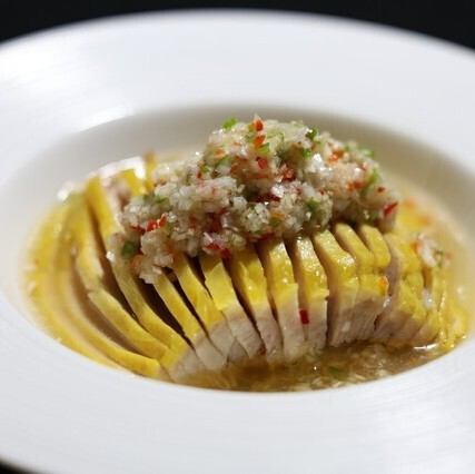 若鶏のネギ油ソースかけ