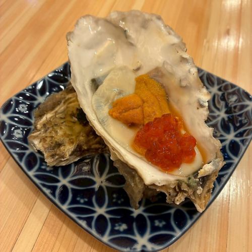 生牡蠣ウニのせ！！