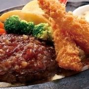 130克赤丸漢堡牛排佐炸蝦