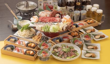 이세 새우와 쇠고기의 샤브샤브의 호화 연회 7700엔(부가세 포함) 코스