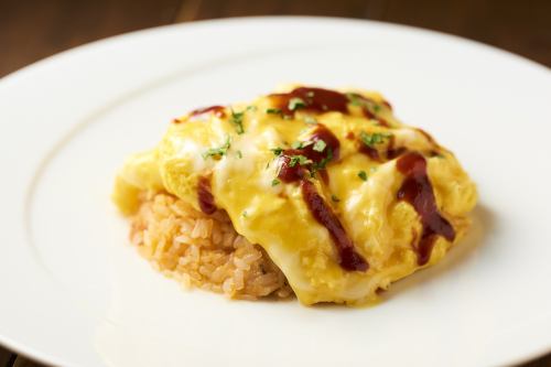 Omelet rice with demi-glace sauce