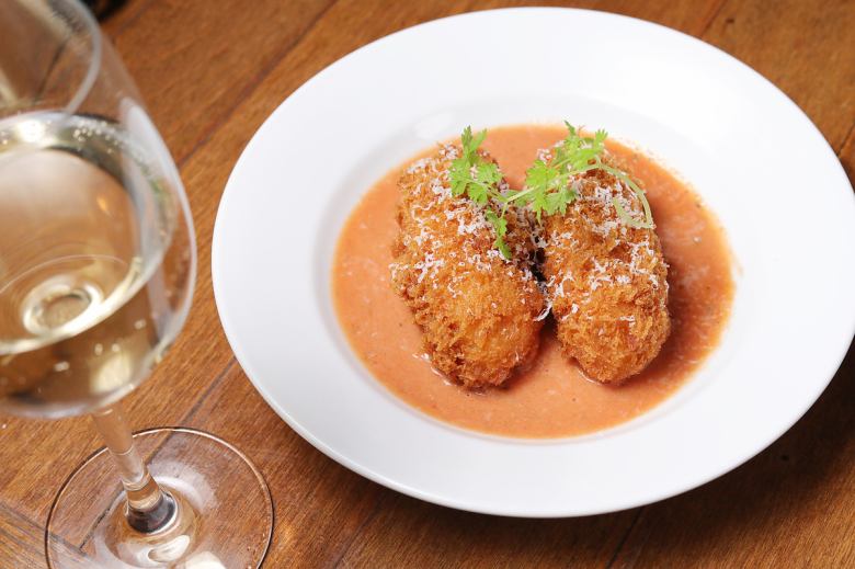 Red snow crab cream croquette