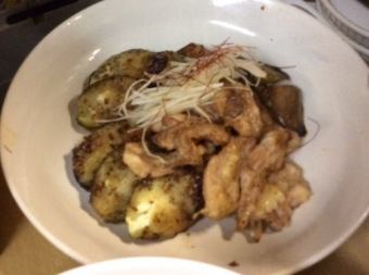 Grilled chicken seri and eggplant with garlic
