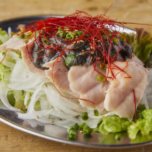 Steamed chicken with black sesame bang bang chicken