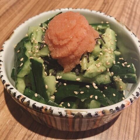Seared Spicy Pollack Roe and Cucumber