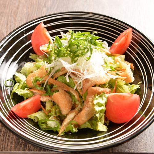 Crispy chicken skin Japanese salad