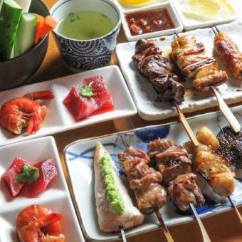 [If you are trying gamecock for the first time☆] Special selection! Shamono skewer course 3800 yen per person