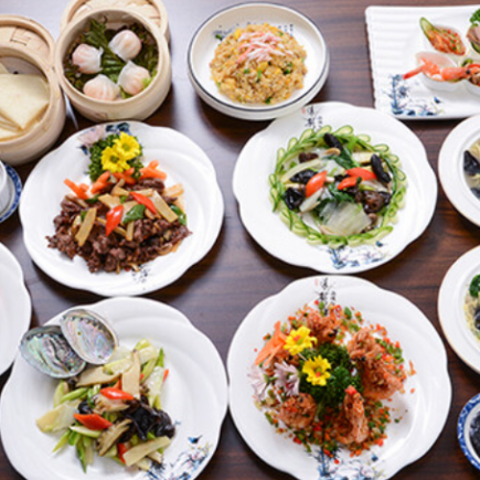 忘年会大人気「北京ダック、あわび、天使の海老の姿」贅沢!!! 120分飲み放題付 【幸福コース】