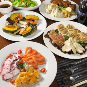 [推荐给聚会]“肉和鱼套餐”2小时无限畅饮5,000日元
