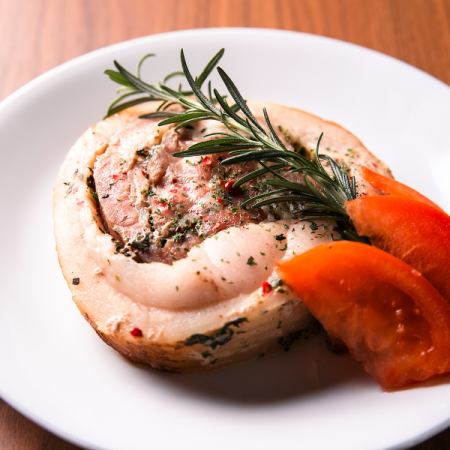 Porchetta (pork roasted with herbs)