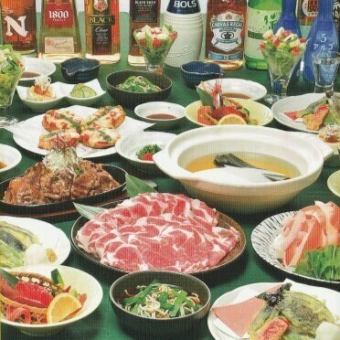 【満足コース】カルビドームや豚しゃぶ鍋など全8品 2時間飲み放題付き！5000円(税込)