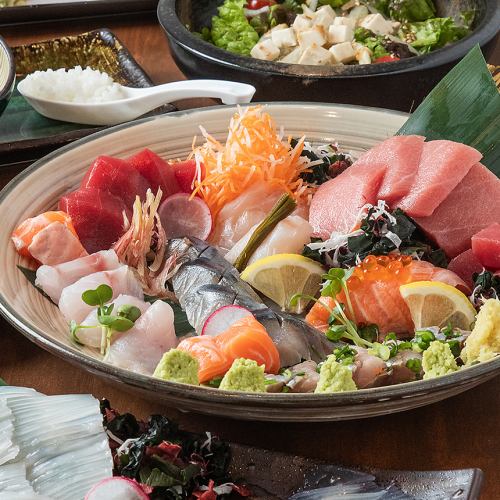旬の新鮮な魚！お刺身5点盛り合わせ(1人前～)