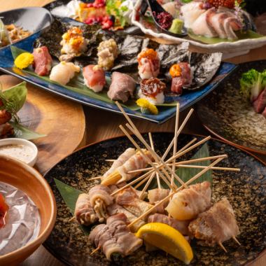 【皆んなで酒場！！コース】「3H飲み放題＋お料理8品5000円」豪華海鮮5種＋肉寿司＋ポルケッタ