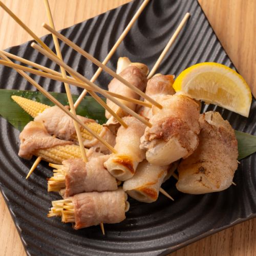 Assortment of 6 kinds of rolled skewers