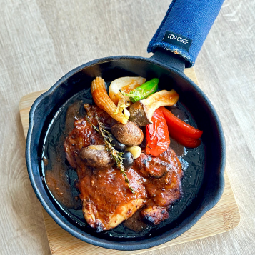 Basque chicken with chunky vegetables and mellow tomato