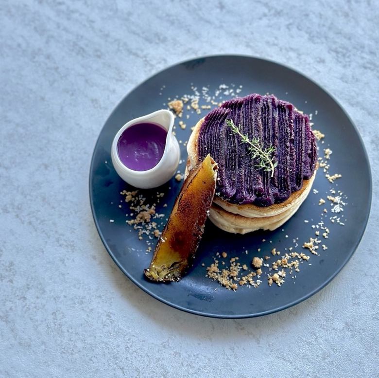 Sweet Potato Pancakes with Honey Sweet Potato and Purple Sweet Potato Mont Blanc (Single Item)