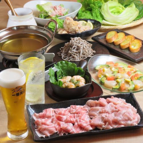 Three kinds of lettuce and Japanese pork shabu-shabu for one person