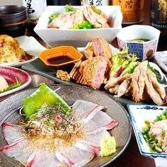 【はなび平日限定コース】ゴマカンパチ&肉盛りなど全９品＜生ビールok2h飲放付き＞