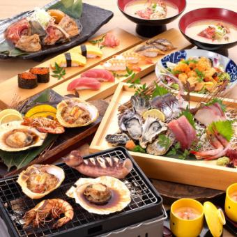 Lots of shrimp and crab! [Big catch seafood course] ≪7 dishes and 2 hours of all-you-can-drink included≫ 6,000 yen (tax included)