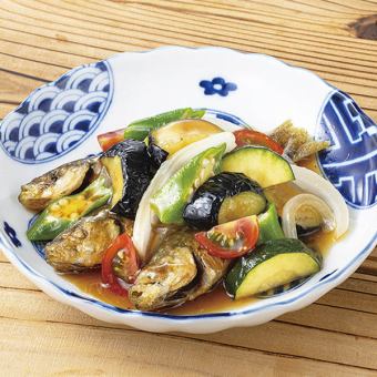 豆あじと夏野菜の南蛮漬け