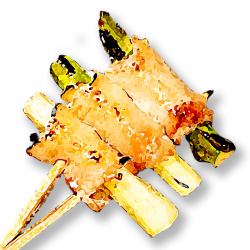 Asparagus wrapped in salt sauce