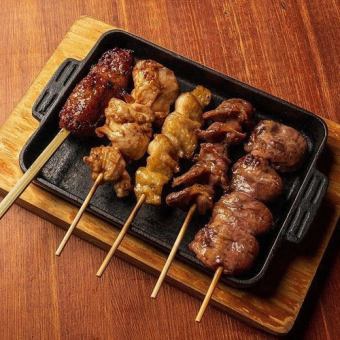 Assortment of 5 Kinds of Grilled Chicken Skewers
