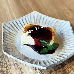 Rich Cheesecake with Cassis Sauce