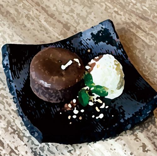 Chocolate fondant with vanilla ice cream