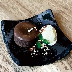 Chocolate fondant with vanilla ice cream