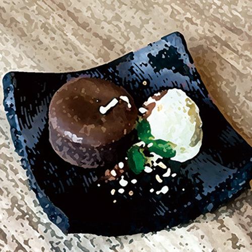 Chocolate fondant with vanilla ice cream