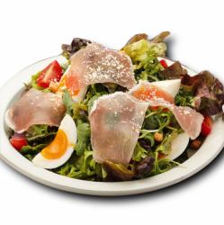 Caesar salad with prosciutto and soft-boiled egg